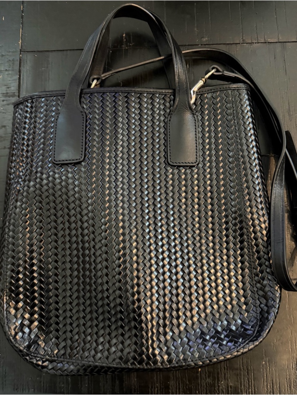 Dooney & Bourke Black Leather-Trim Striped Interior Tote - Picture 2 of 4